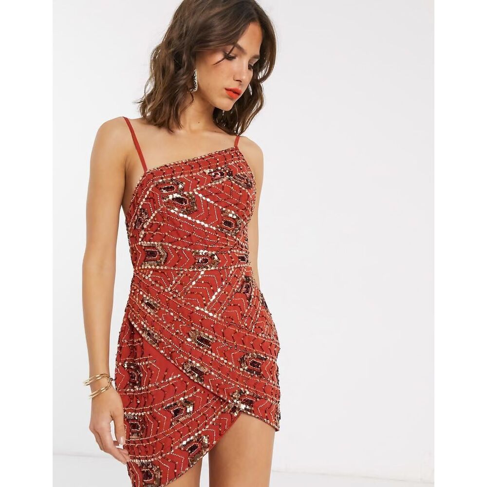 ASOS Red Beaded Mini Dress